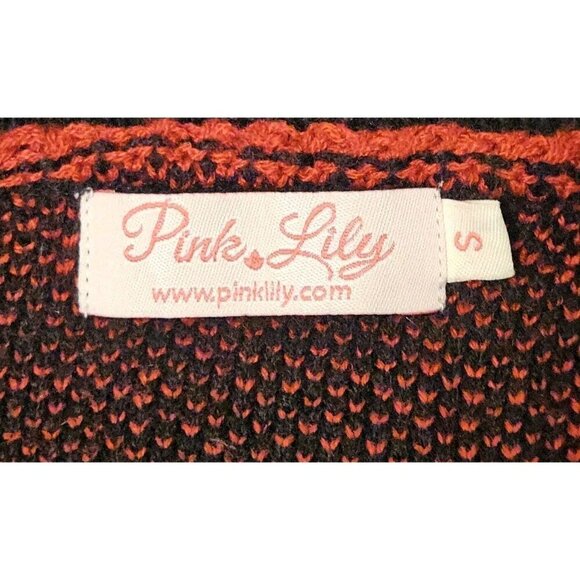 Pink Lily Size S Buffalo Plaid Short Sleeve Oversized Cardigan Sweater Red - Picture 5 of 7